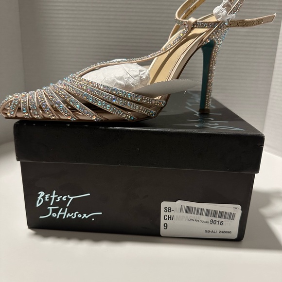 Betsey Johnson SB-ALI Rhinestone Embellished T-Strap Heels - Picture 8 of 10